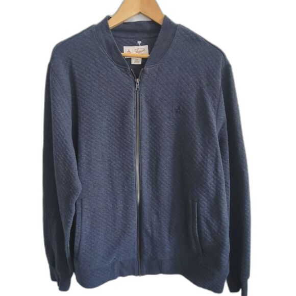Penguin men's Quilted Nep Full Zip Bomber Jacket Size L Blue - Picture 1 of 13